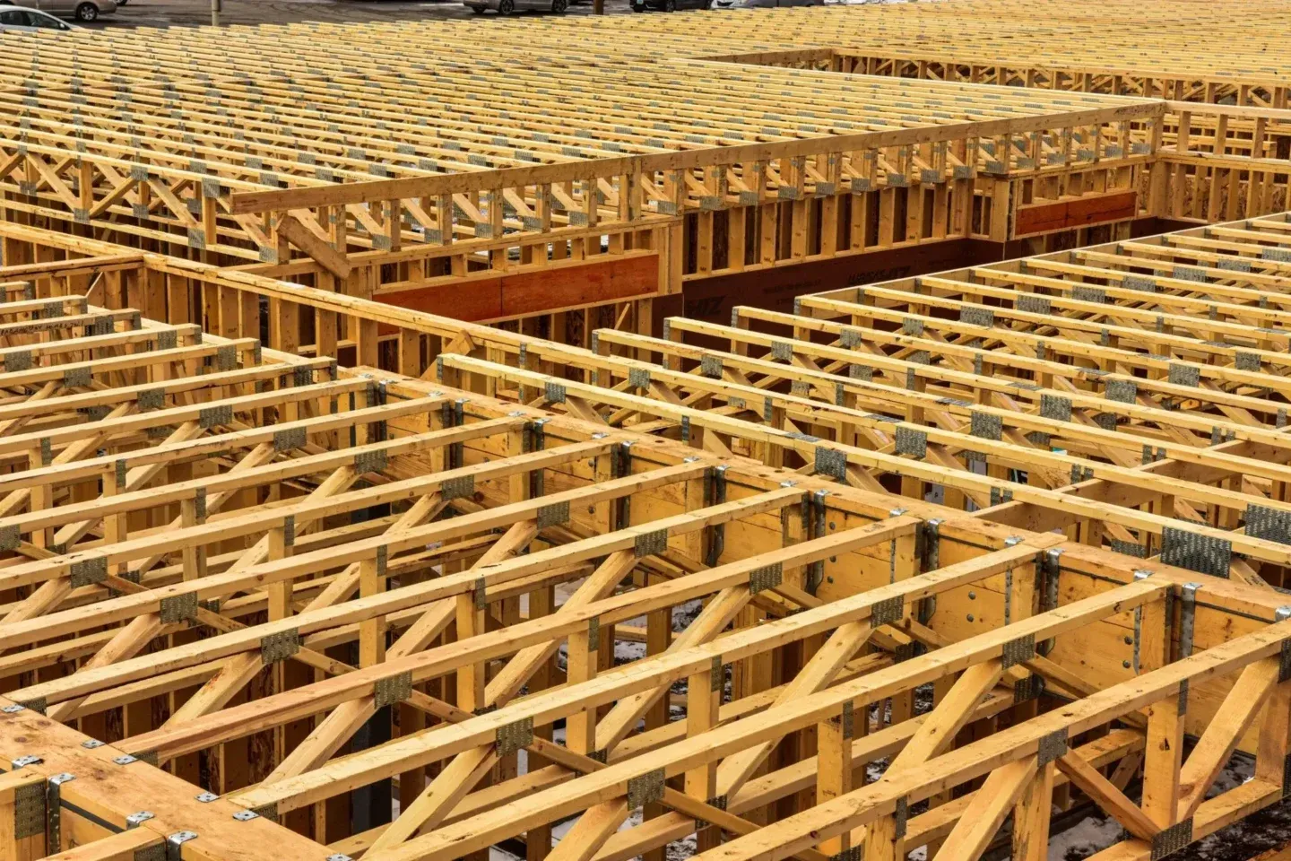 Large floor truss system manufactured at the Truline Truss facility in Creston BC